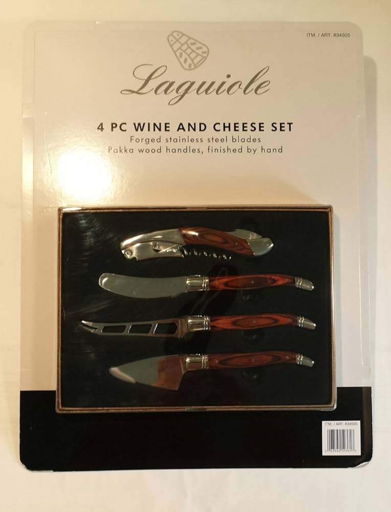 LAGUIOLEナイフ 4本セット 木箱入り Amazon.com: Laguiole 4-Piece Wine and Cheese Set: Home & Kitchen